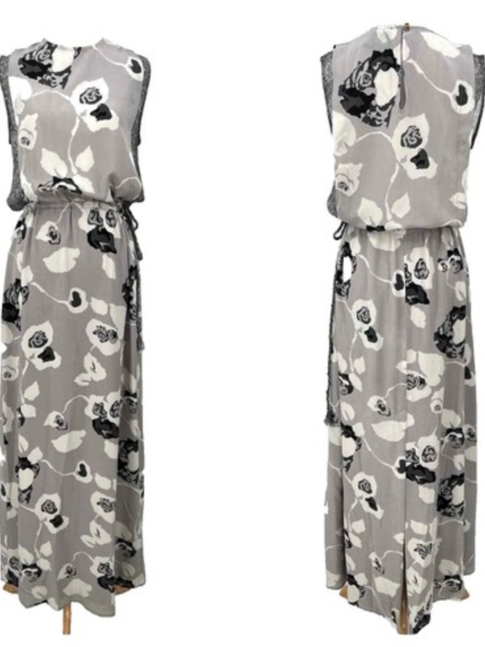 Winter Kate Gray and Black Floral Maxi Dress - Picture 2 of 12